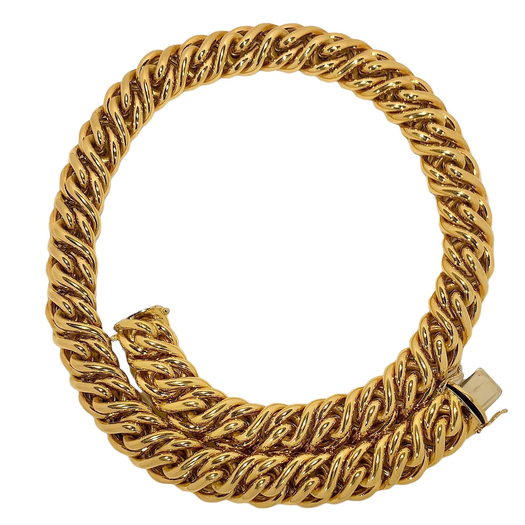 Tiffany & Co. Klassische italienische geflochtene Halskette aus 18K Gelbgold (Moderne) im Angebot
