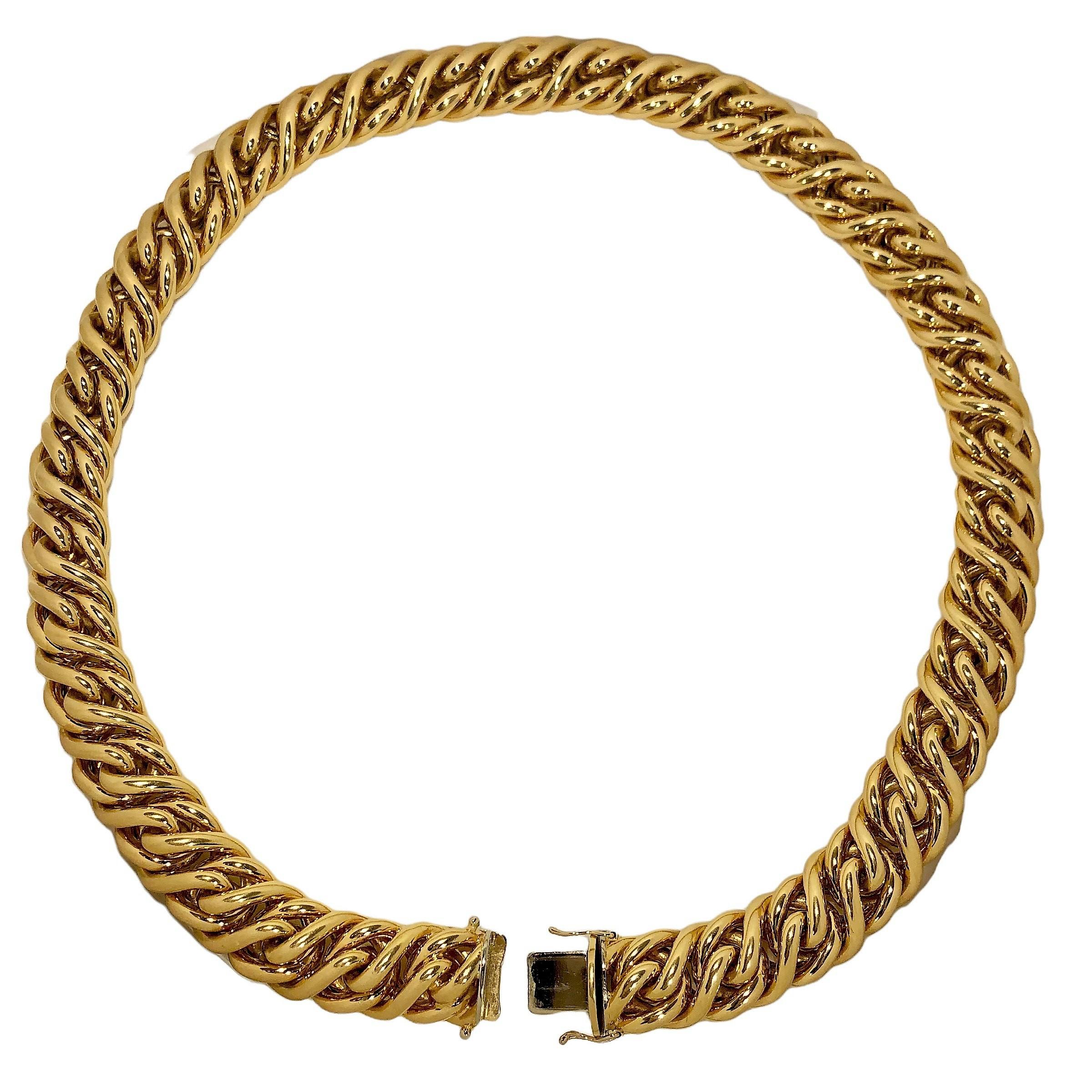 Tiffany & Co. Klassische italienische geflochtene Halskette aus 18K Gelbgold im Zustand „Gut“ im Angebot in Palm Beach, FL