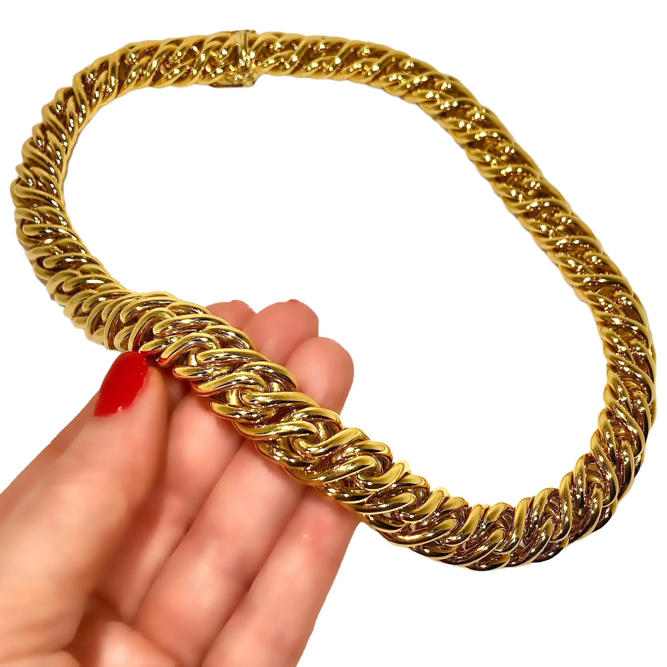 Tiffany & Co. Klassische italienische geflochtene Halskette aus 18K Gelbgold im Angebot 3