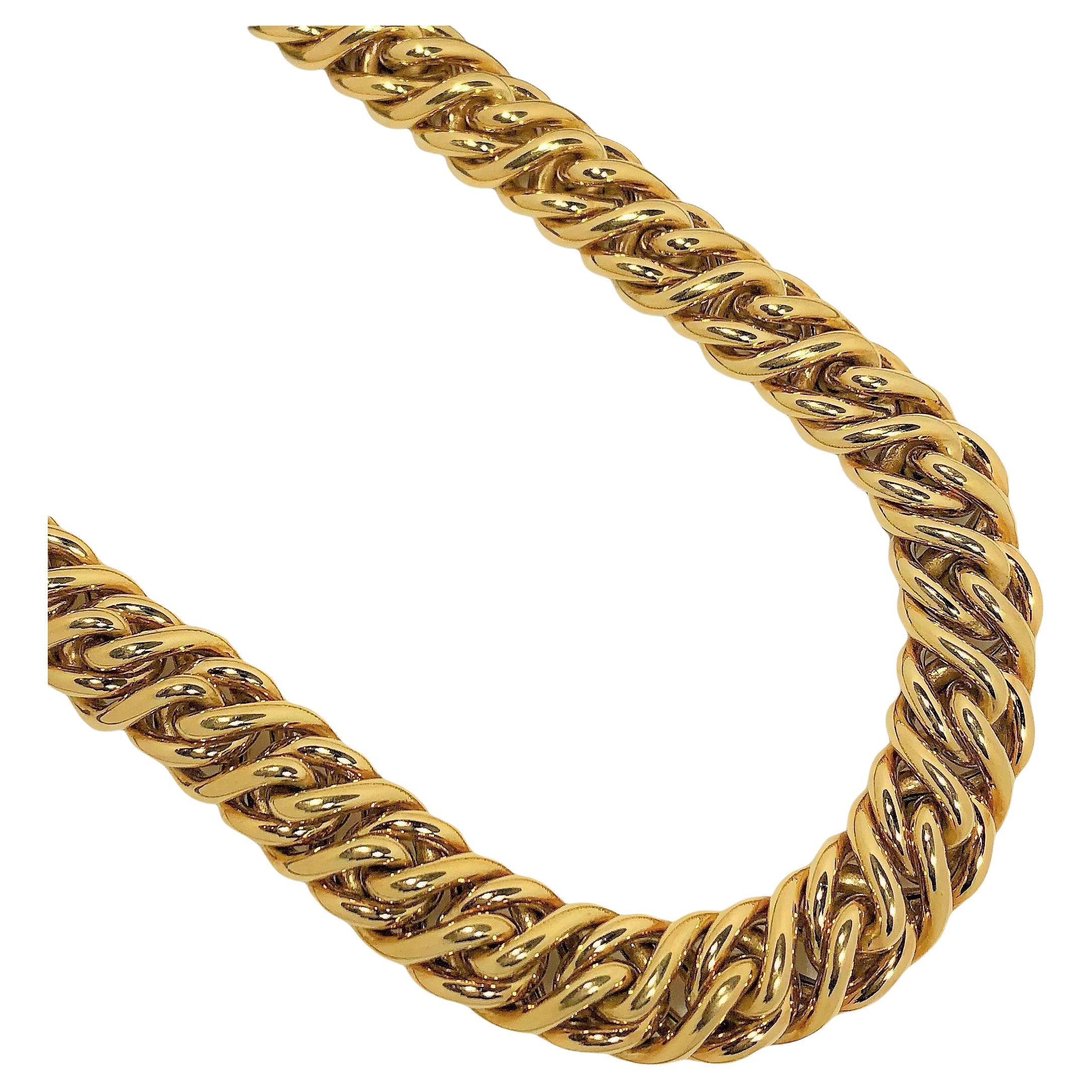 Tiffany & Co. Classic Italian Braided 18K Yellow Gold Necklace For Sale