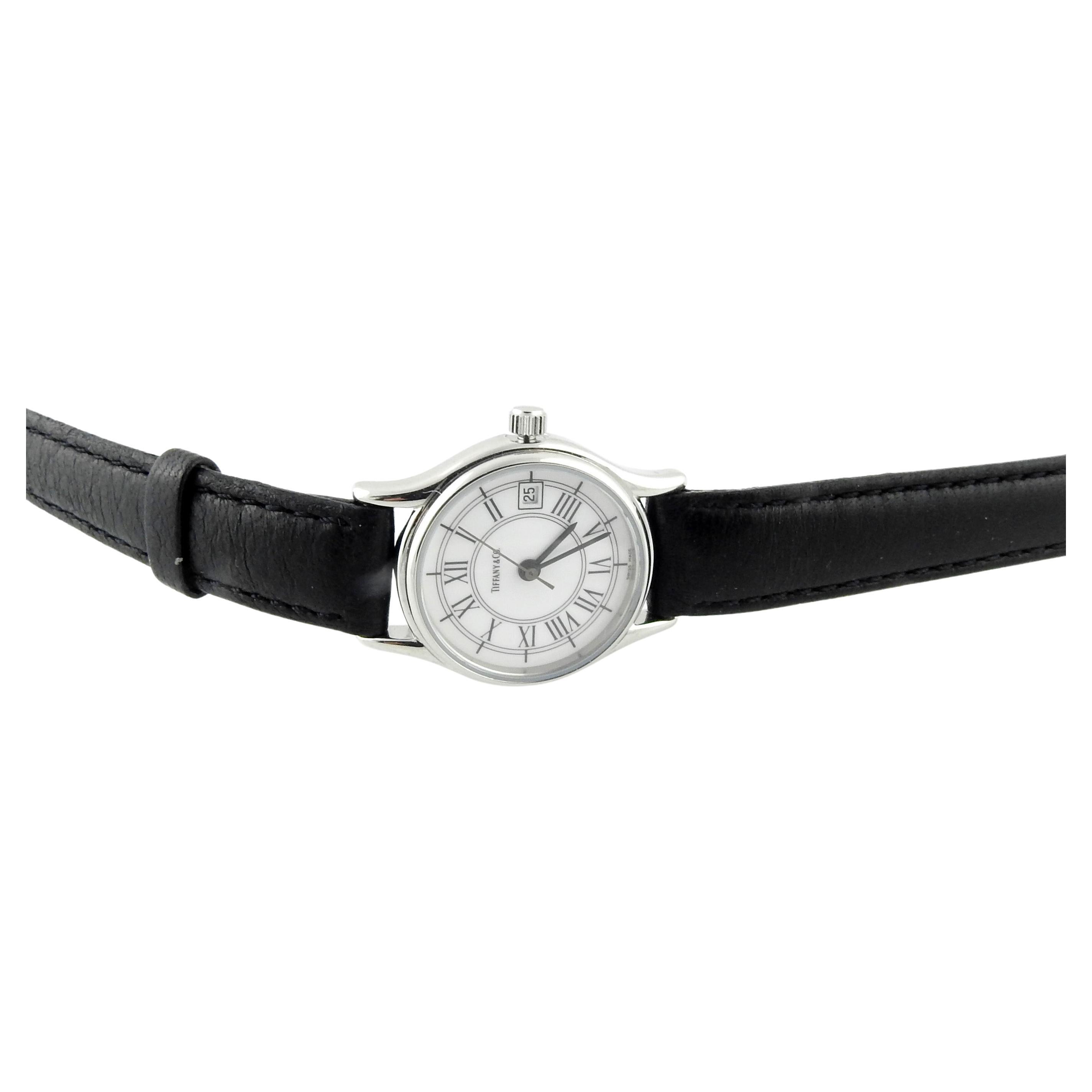 Tiffany & Co. Classic Ladies Round Roman Dial Watch Quartz Stainless