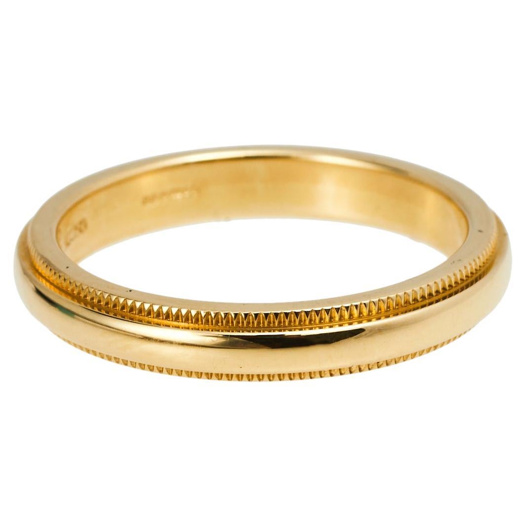 Tiffany And Company Milgrain Wedding Band 18K Yellow Gold Ring Size 6 