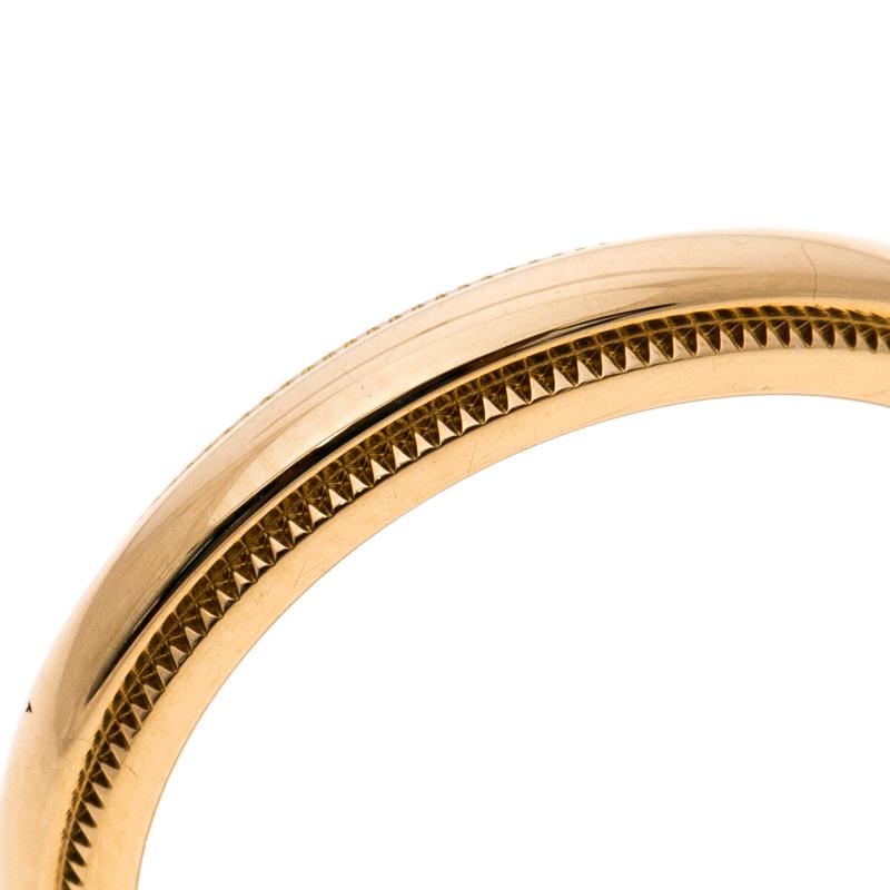 Contemporary Tiffany & Co. Classic Milgrain 18k Yellow Gold Wedding Band Ring Size 52