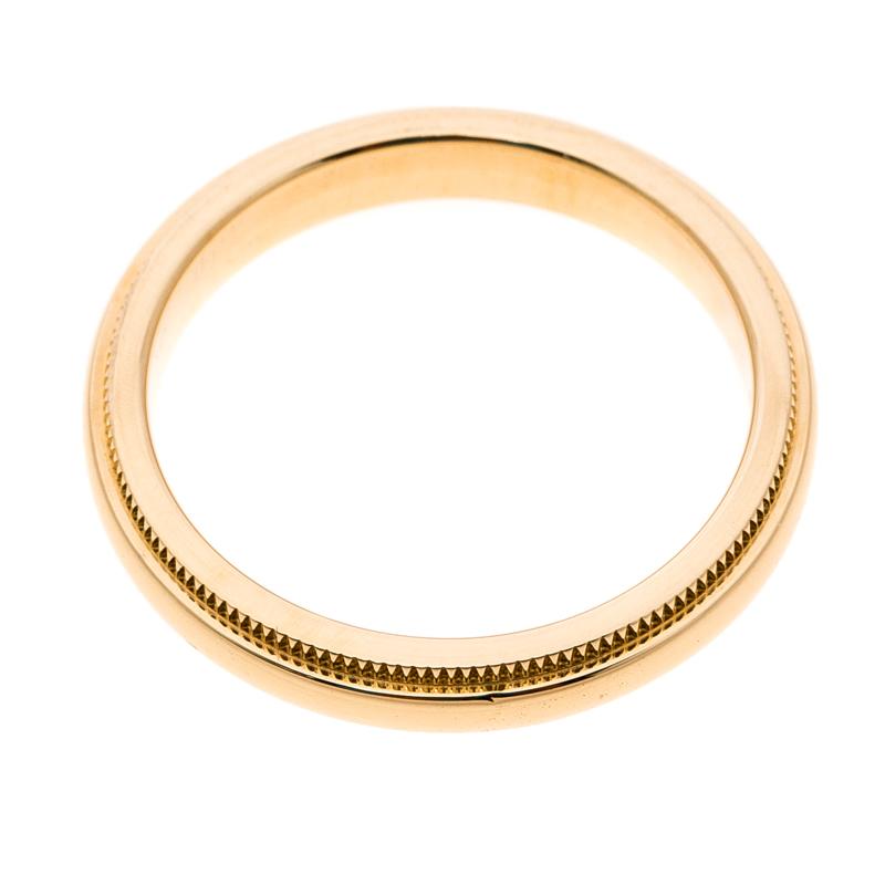 Women's Tiffany & Co. Classic Milgrain 18k Yellow Gold Wedding Band Ring Size 52