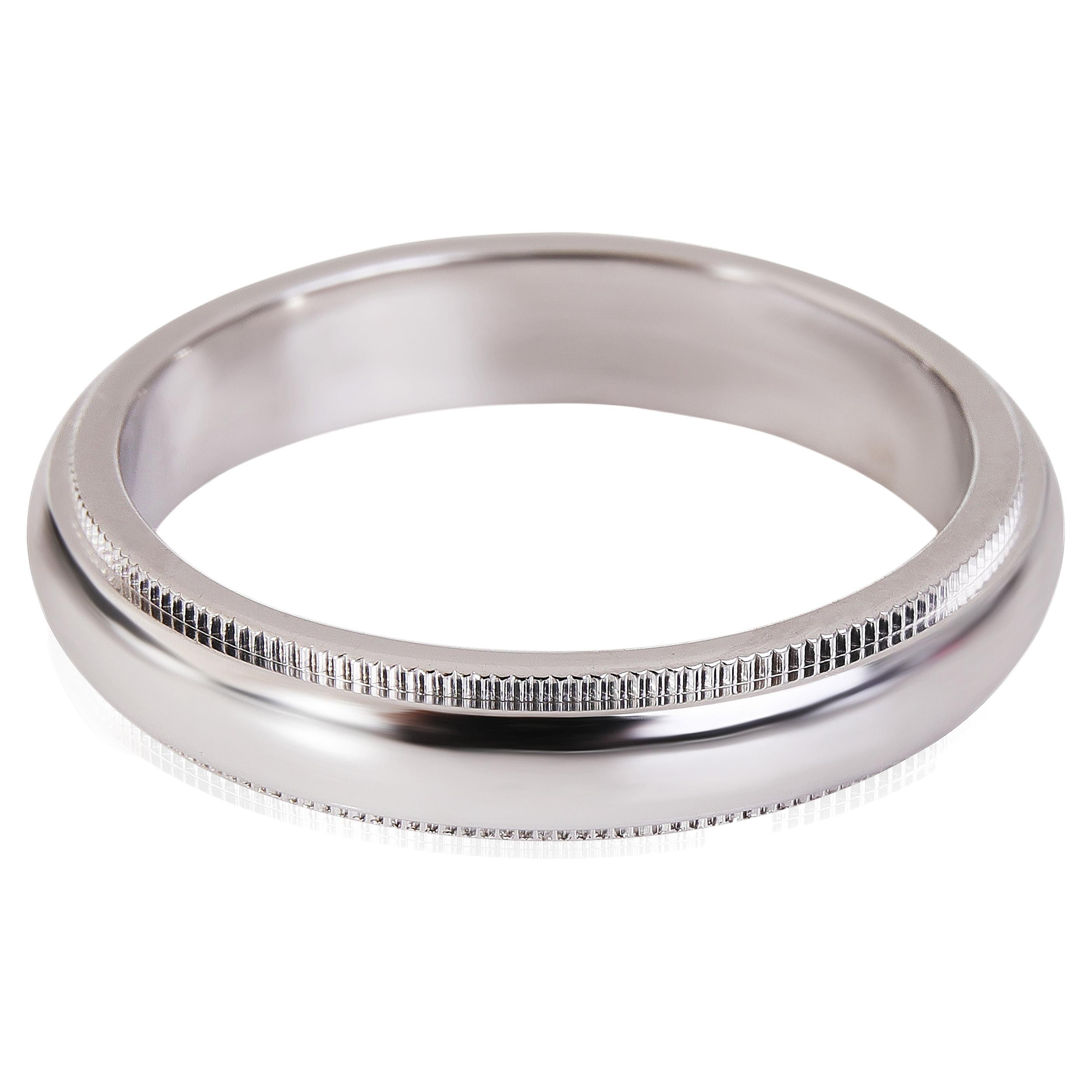 Tiffany & Co. Classic Milgrain Wedding Band in Platinum For Sale