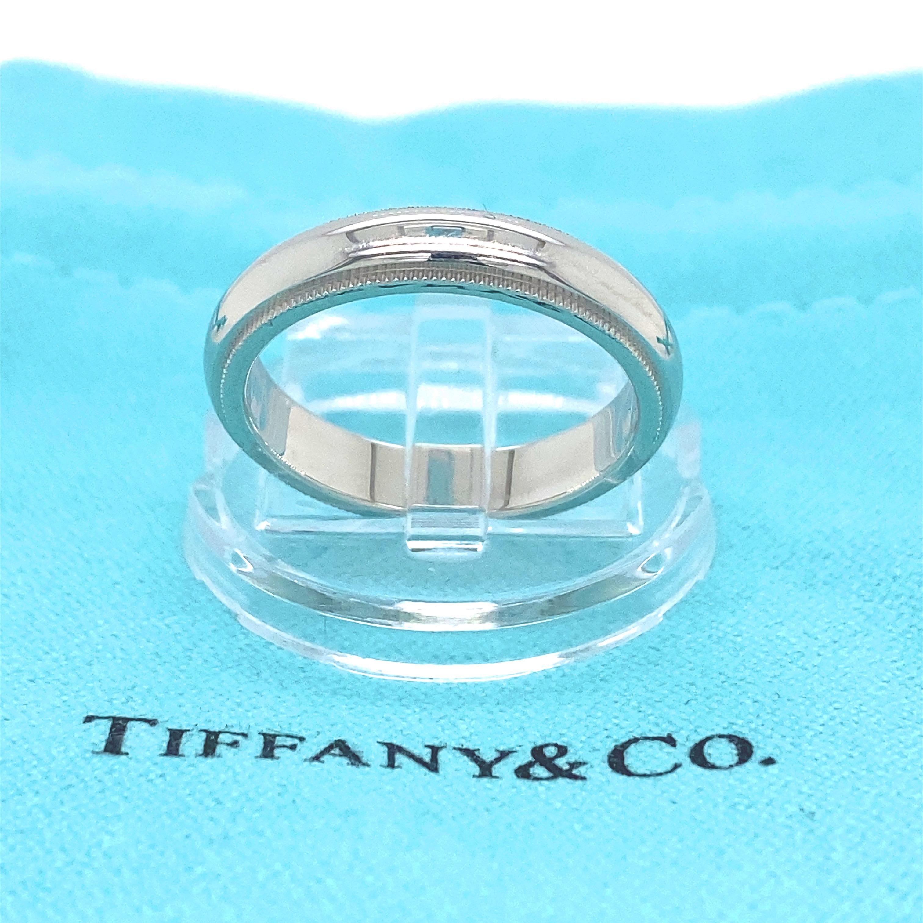Tiffany & Co. Classic Milgrain Wedding Band Ring Platinum For Sale 3