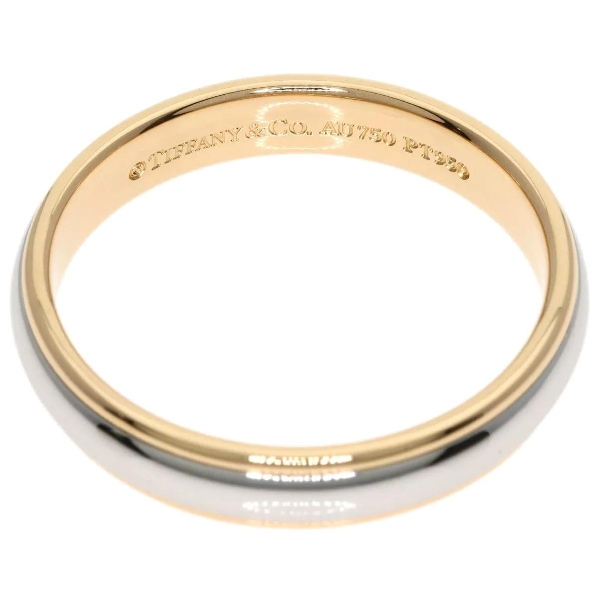 TIFFANY & Co. Classic Platinum 18K Rose Gold 4mm Lucida Wedding Band Ring 9 For Sale 1