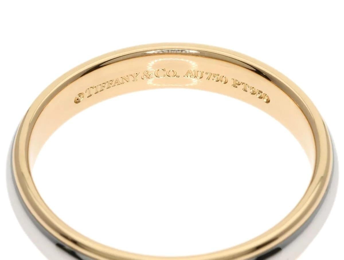TIFFANY & Co. Classic Platinum 18K Rose Gold 4mm Lucida Wedding Band Ring 9 For Sale 3