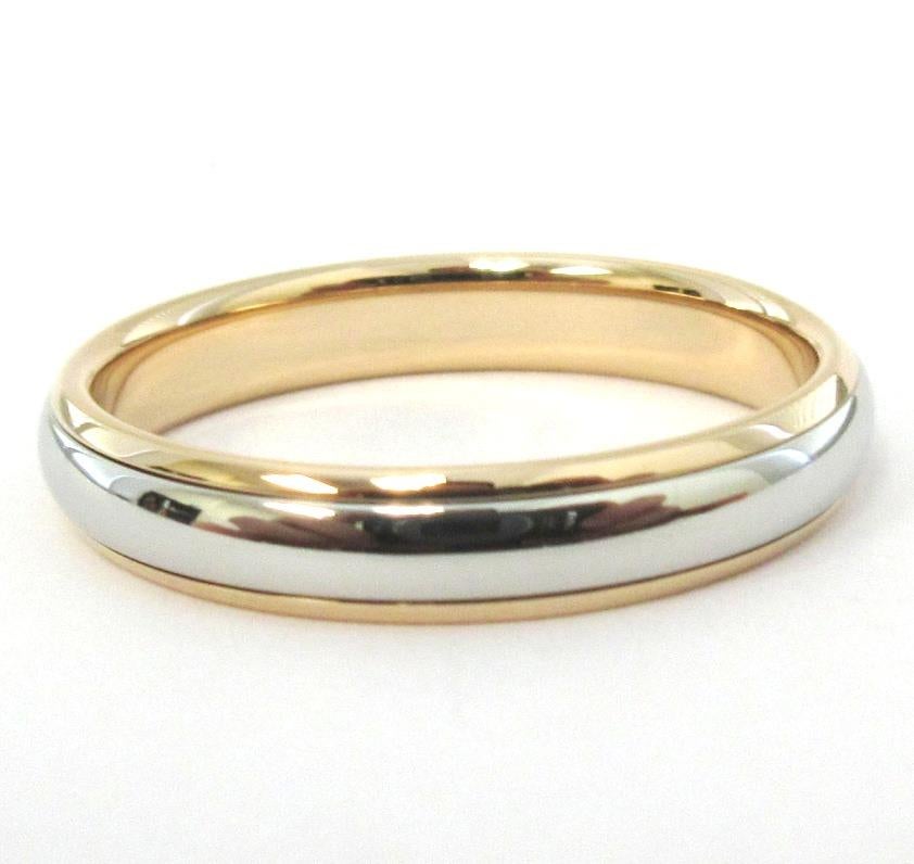 TIFFANY & Co. Classic Platinum 18K Rose Gold 4mm Lucida Wedding Band Ring 9.5 For Sale 1
