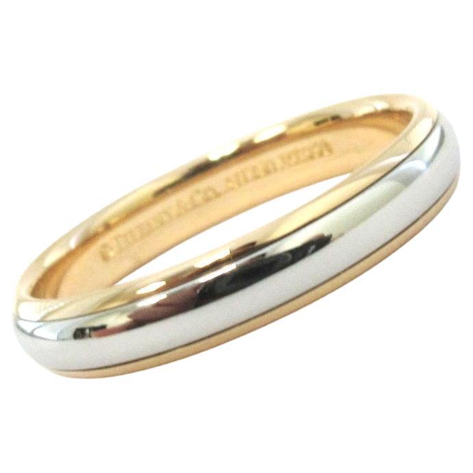TIFFANY & Co. Classic Platinum 18K Rose Gold 4mm Lucida Wedding Band Ring 9.5 For Sale