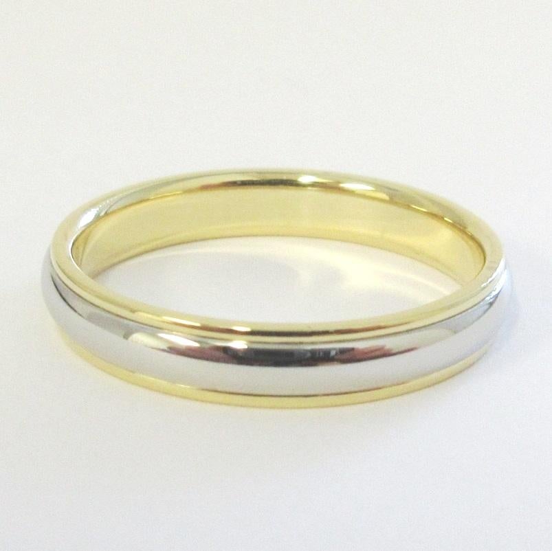 TIFFANY & Co. Classic Platinum 18K Yellow Gold 4mm Lucida Wedding Band Ring 10.5 Excellent état - En vente à Los Angeles, CA