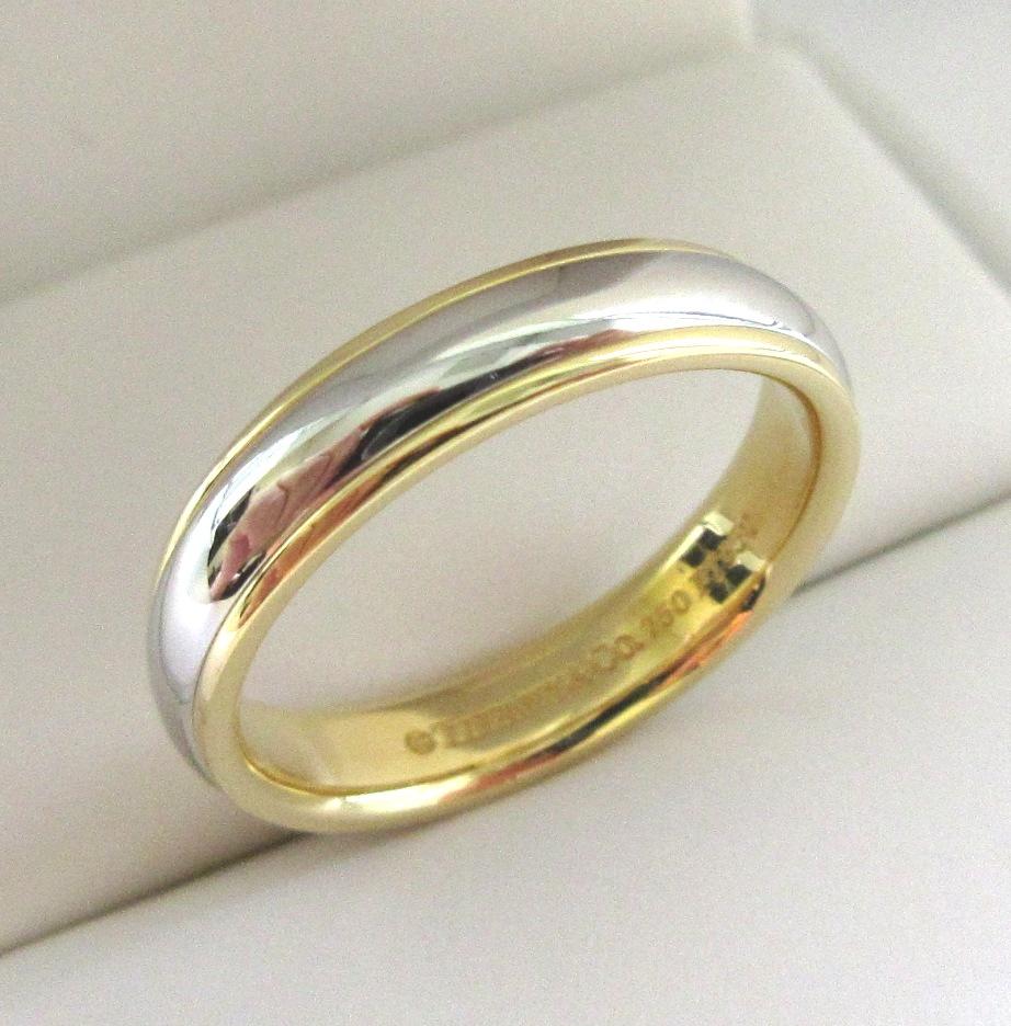 Donna TIFFANY & Co. Anello classico di platino in oro giallo 18 carati 4mm Lucida Wedding Band 5,5