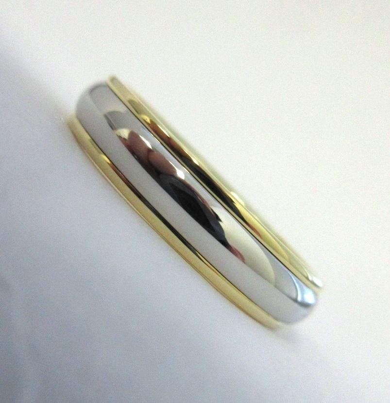 TIFFANY & Co. Classic Platinum 18K Yellow Gold 4mm Lucida Wedding Band Ring 5.5 For Sale 2