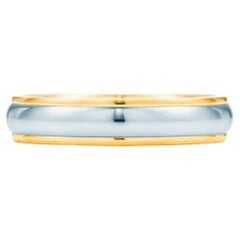 TIFFANY & Co. Classic Platin 18K Gelbgold 4mm Lucida Hochzeit Band Ring 5.5