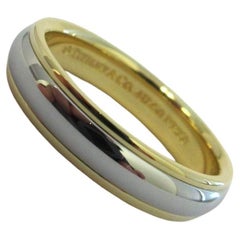 TIFFANY & Co. Classic Platin 18K Gelbgold 4mm Lucida Hochzeit Band Ring 5.5