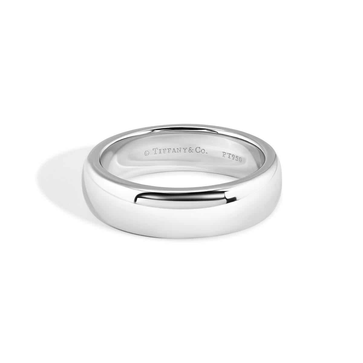 Women's or Men's TIFFANY & Co. Classic Platinum Lucida Diamond 6mm Wedding Band Ring 9
