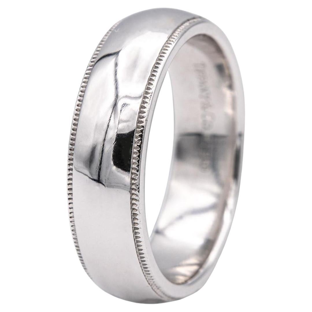 Tiffany & Co. Classic Platinum Millgrain Edge Wedding Band Ring
