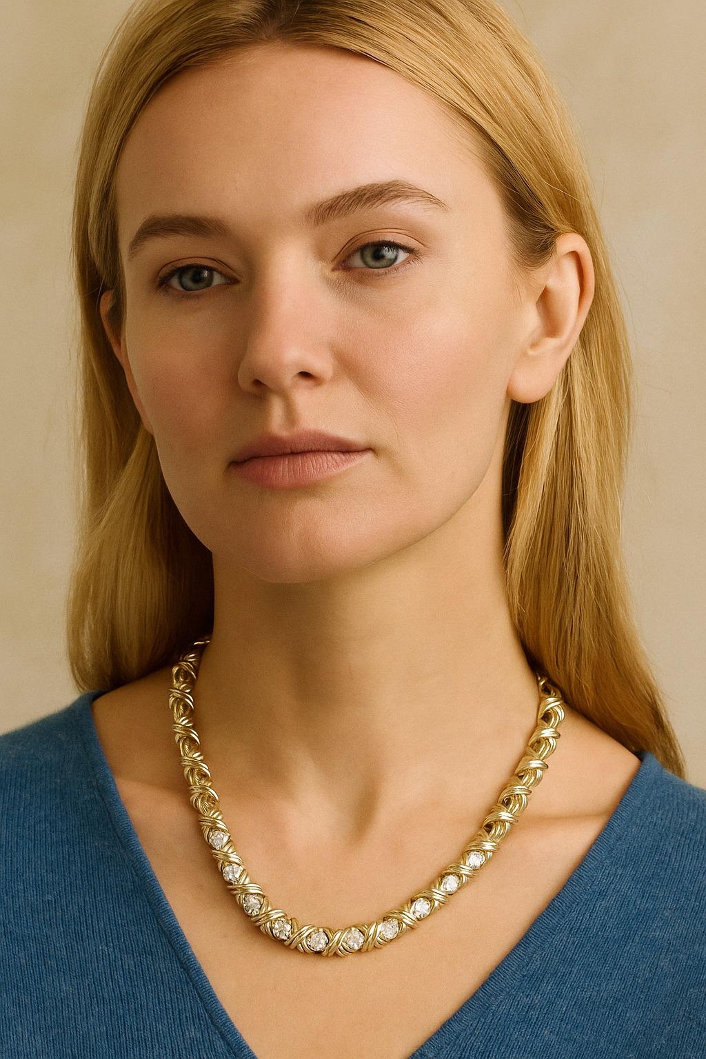 Taglio rotondo Tiffany & Co. Collana classica con diamanti a 