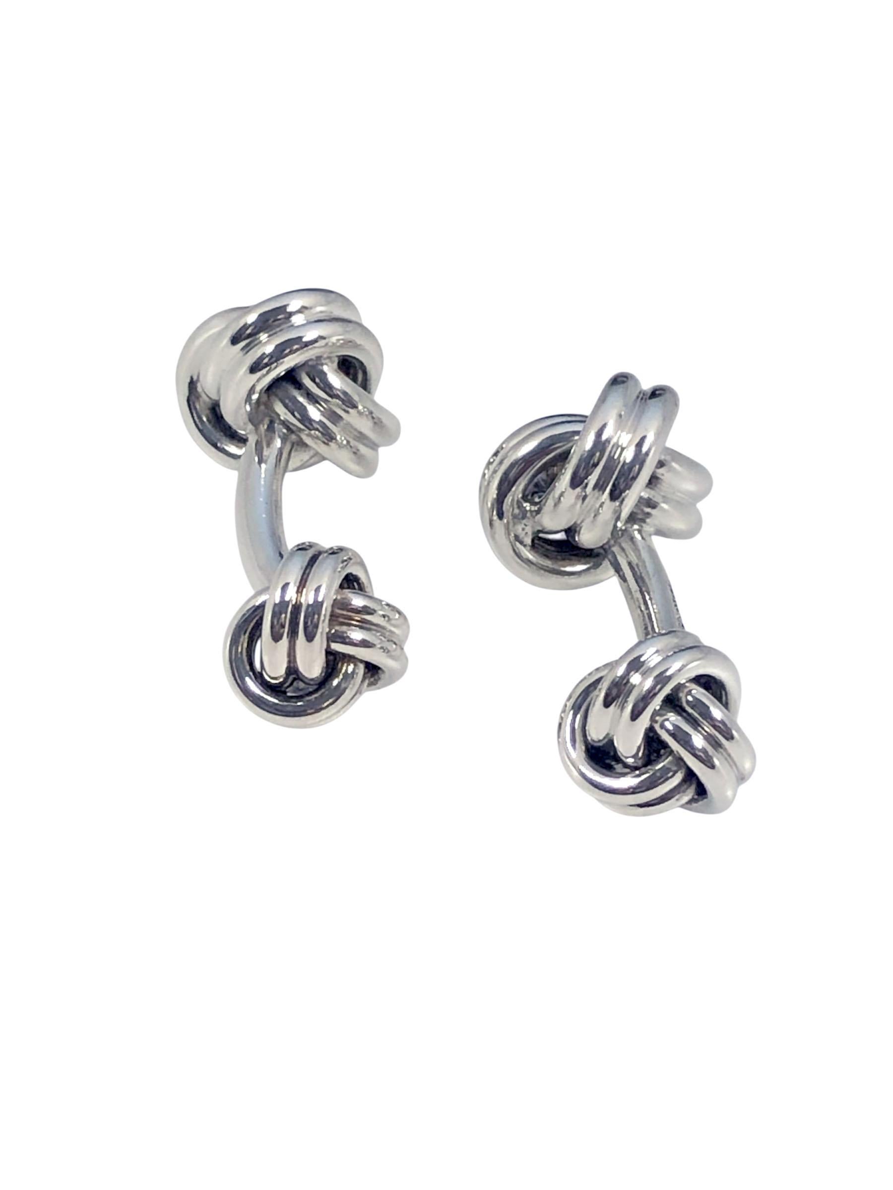 Tiffany & Co. Klassische Manschettenknöpfe mit Doppelknoten aus Sterling im Zustand „Hervorragend“ in Chicago, IL