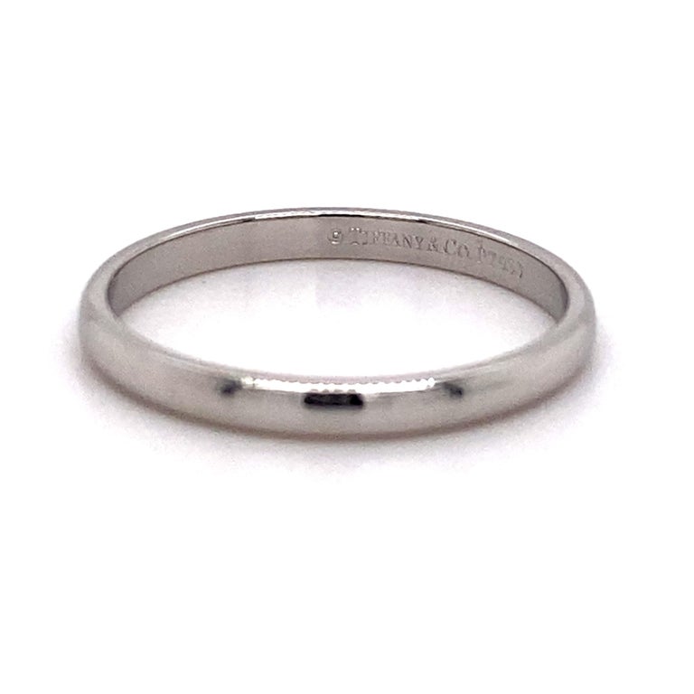 Tiffany and Co. Classic Wedding Band Ring Platinum For Sale at 1stDibs