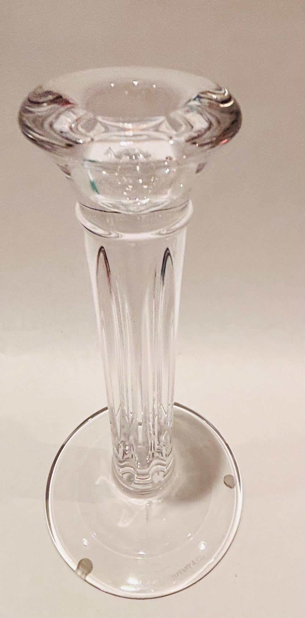 Tiffany & Co. Candelieri in cristallo trasparente a coppia in vendita 1