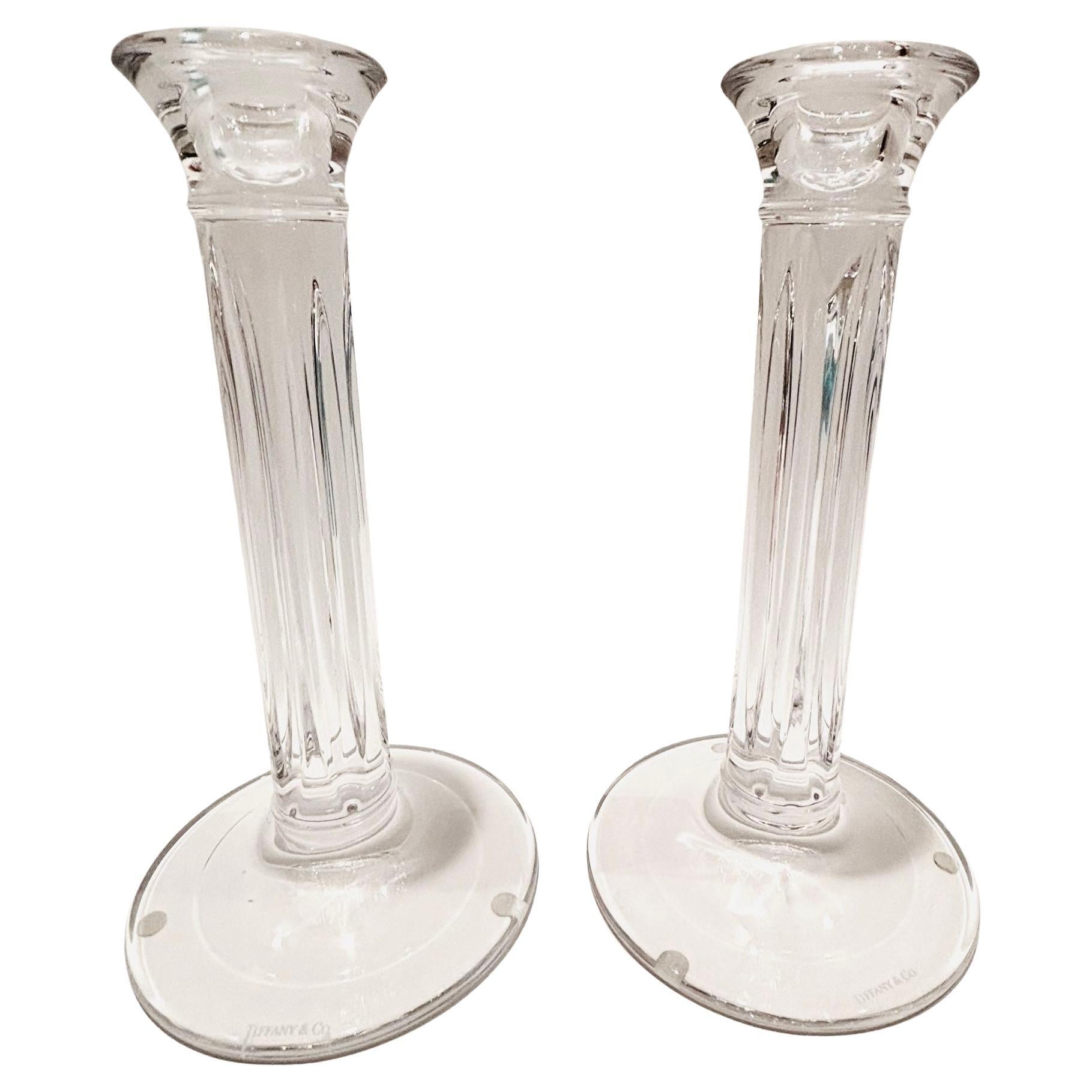 Tiffany & Co. Paire de chandeliers en cristal clair