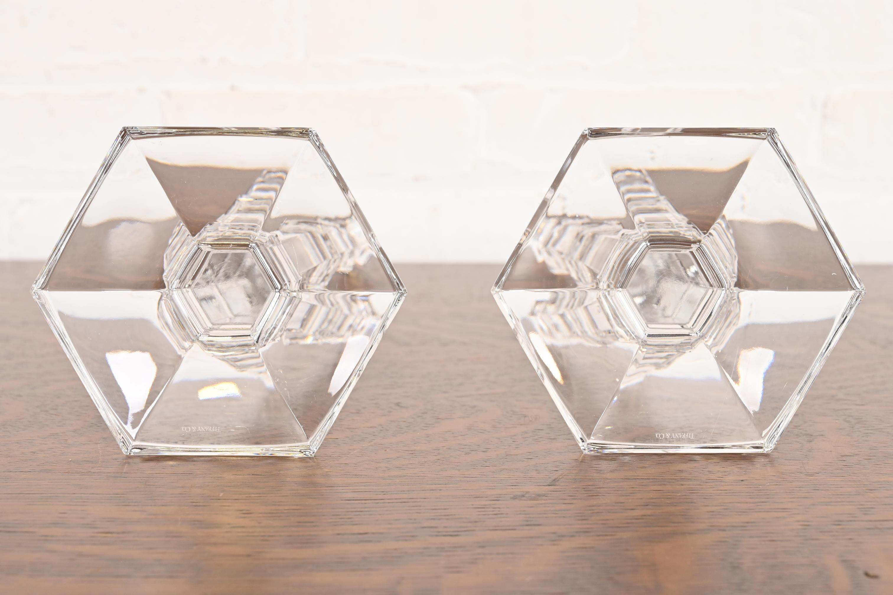Tiffany & Co. Candelabros de cristal transparente, Pareja en venta 3