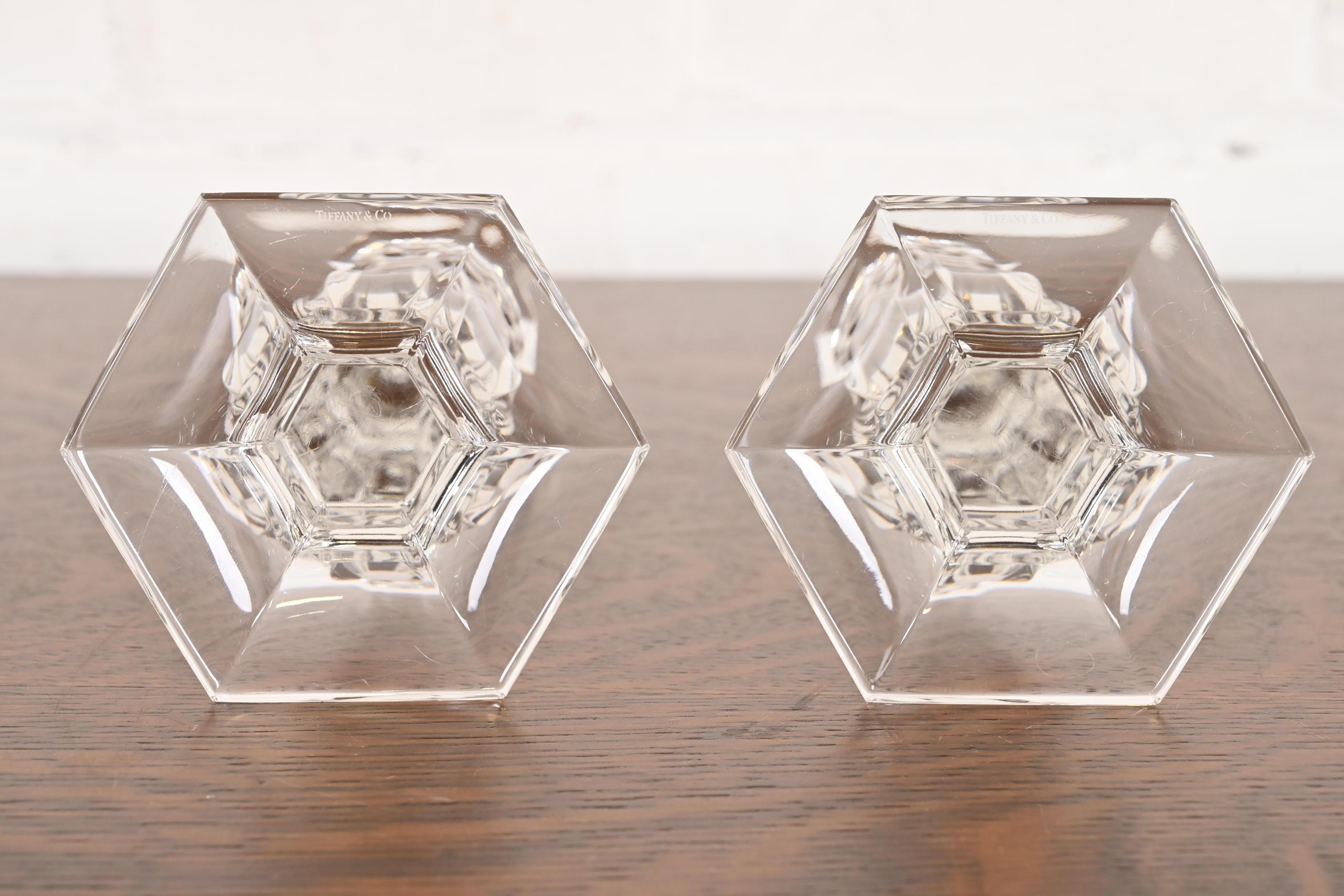Tiffany & Co. Candelabros de cristal transparente, Pareja en venta 3