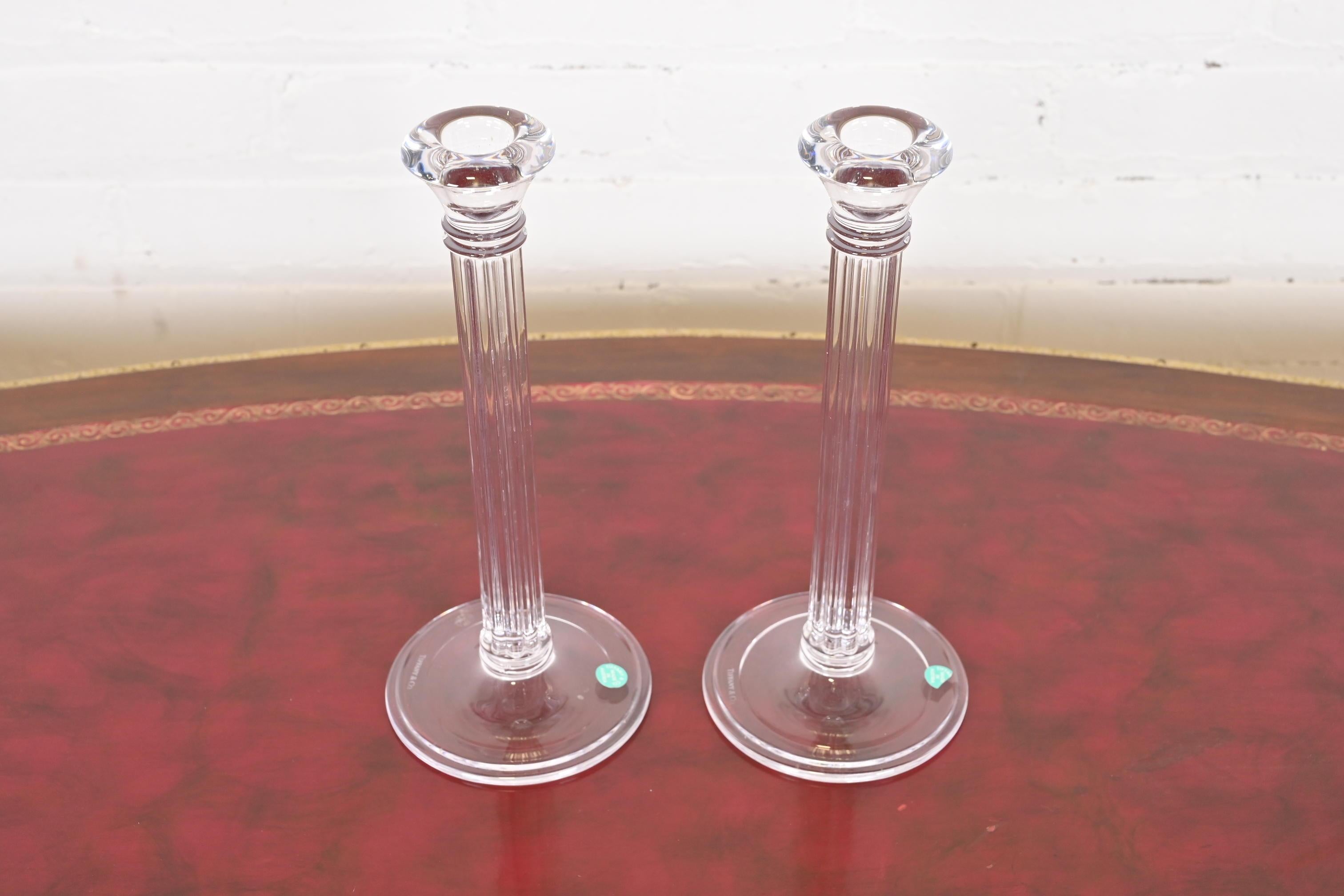Tiffany & Co. Clear Crystal Candlesticks, Pair For Sale 5