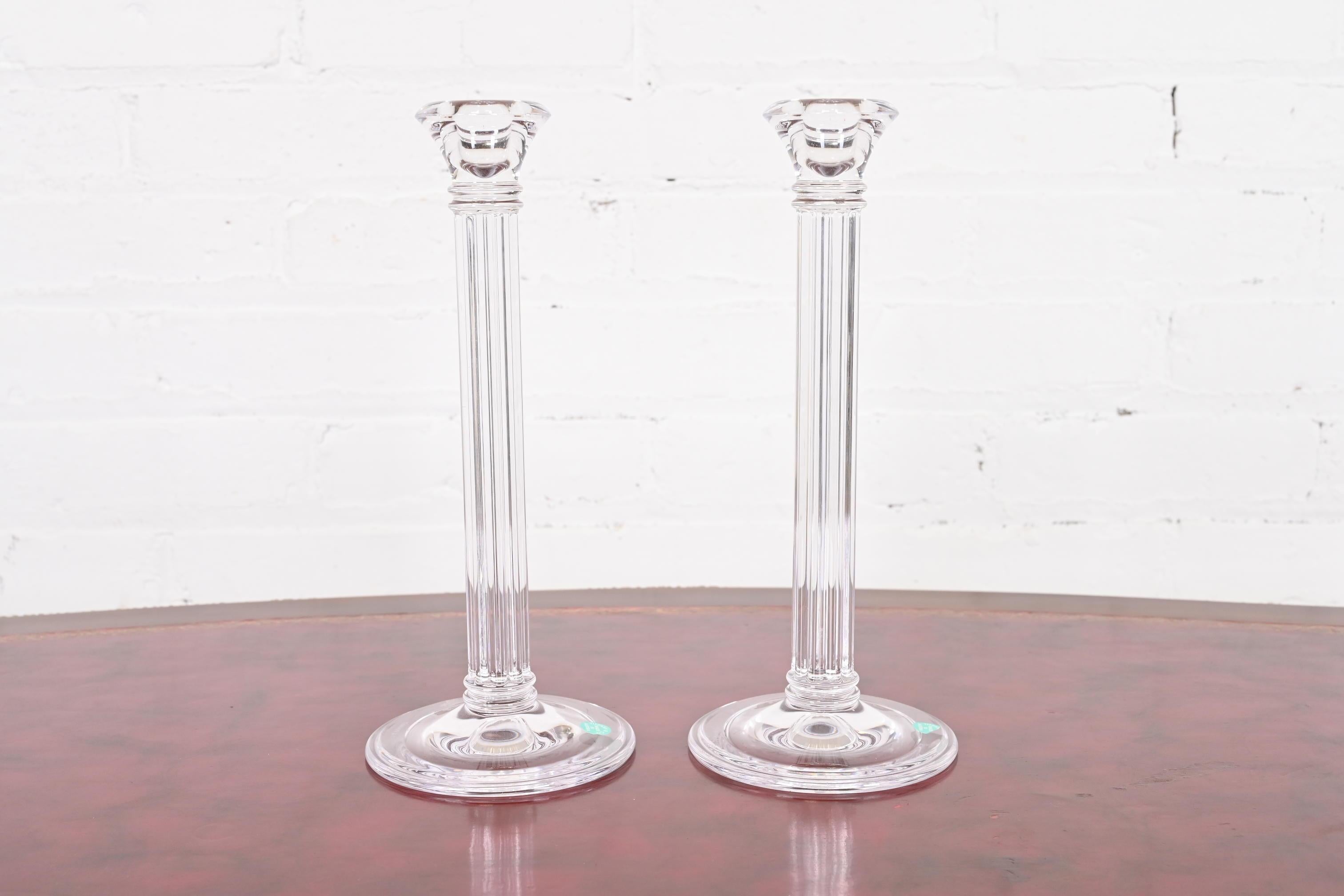 Tiffany & Co. Clear Crystal Candlesticks, Pair For Sale 6