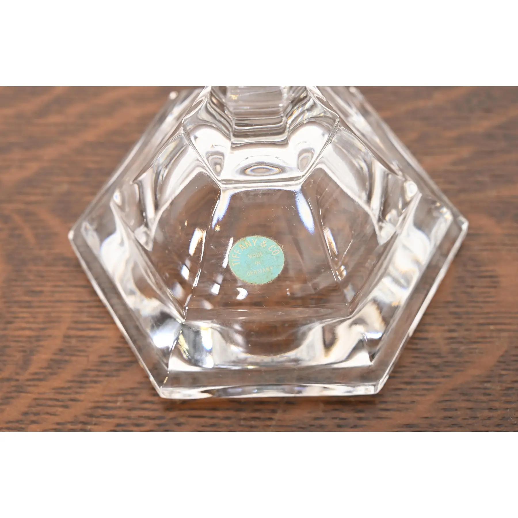 Tiffany & Co. Clear Crystal Candlesticks, Pair For Sale 6