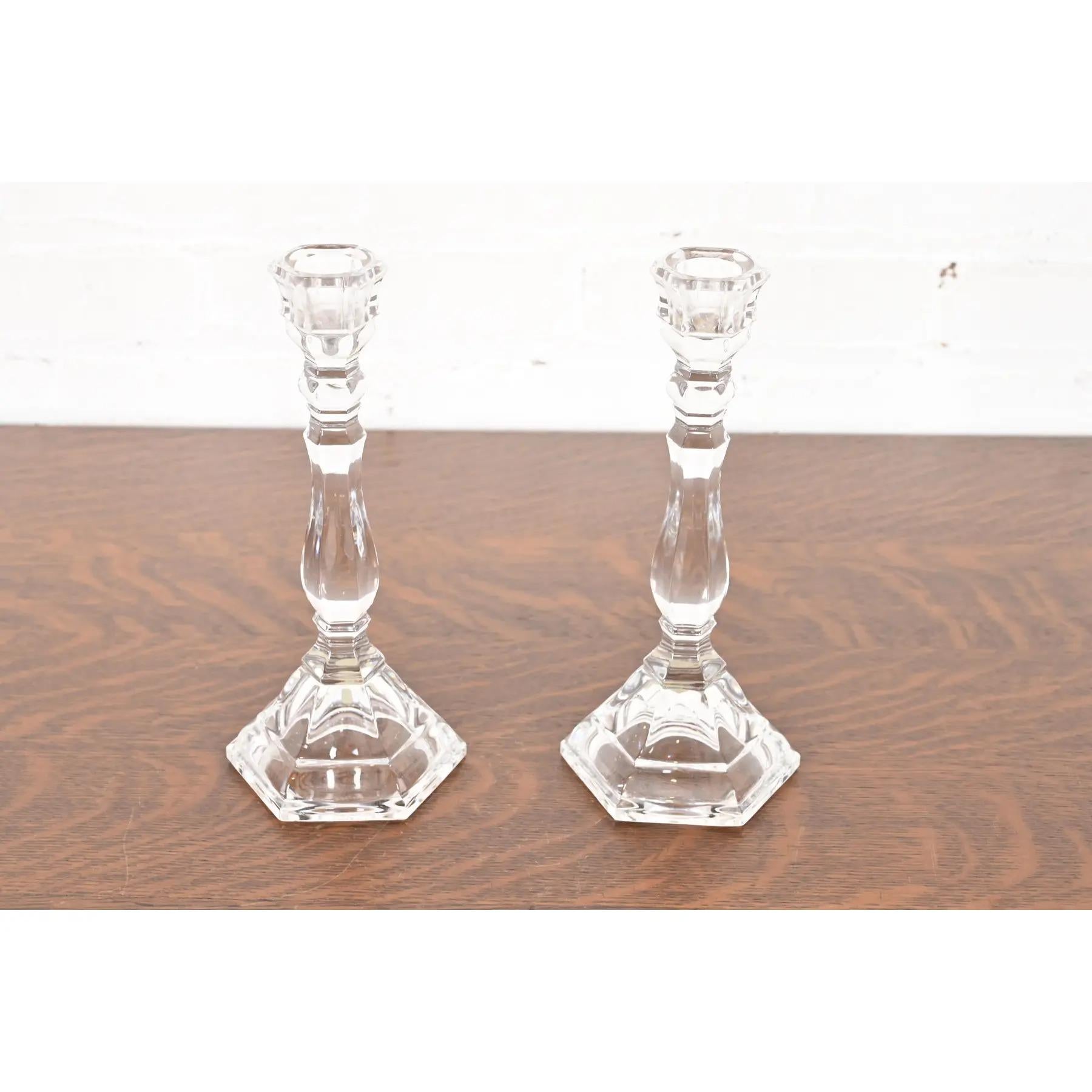 A gorgeous pair of crystal candlesticks

By Tiffany & Co. (signed at the base)

Germany, Late 20th Century

Each measures: 3.63