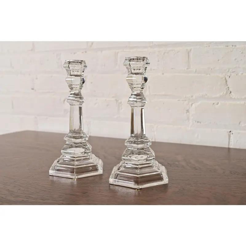 Americano Tiffany & Co. Candelieri in cristallo trasparente, coppia in vendita