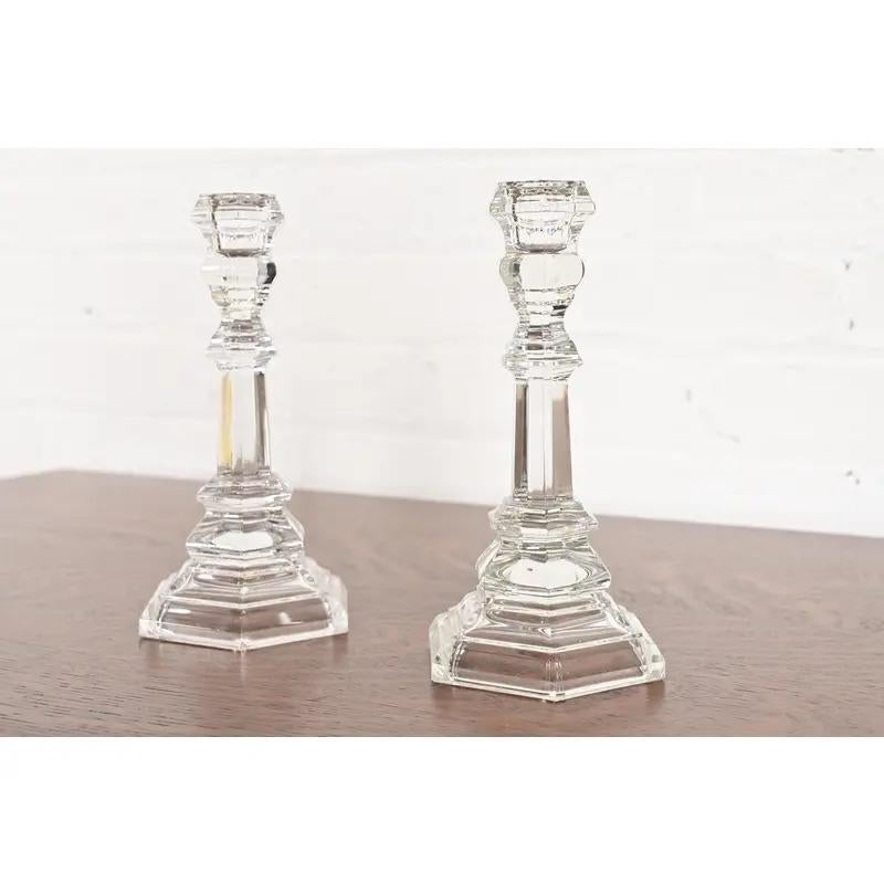 Americano Tiffany & Co. Candelieri in cristallo trasparente, coppia in vendita