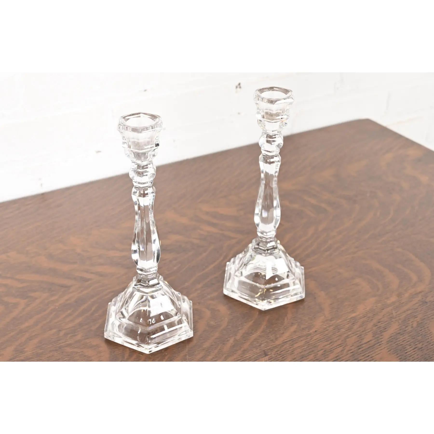 Tiffany & Co. Clear Crystal Candlesticks, Pair In Good Condition For Sale In South Bend, IN