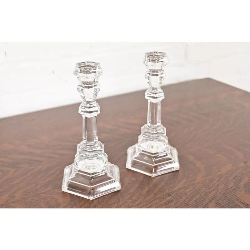 Tiffany & Co. Candelieri in cristallo trasparente, coppia In condizioni buone in vendita a South Bend, IN