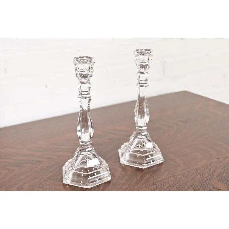 Tiffany & Co. Candelieri in cristallo trasparente, coppia In condizioni buone in vendita a South Bend, IN