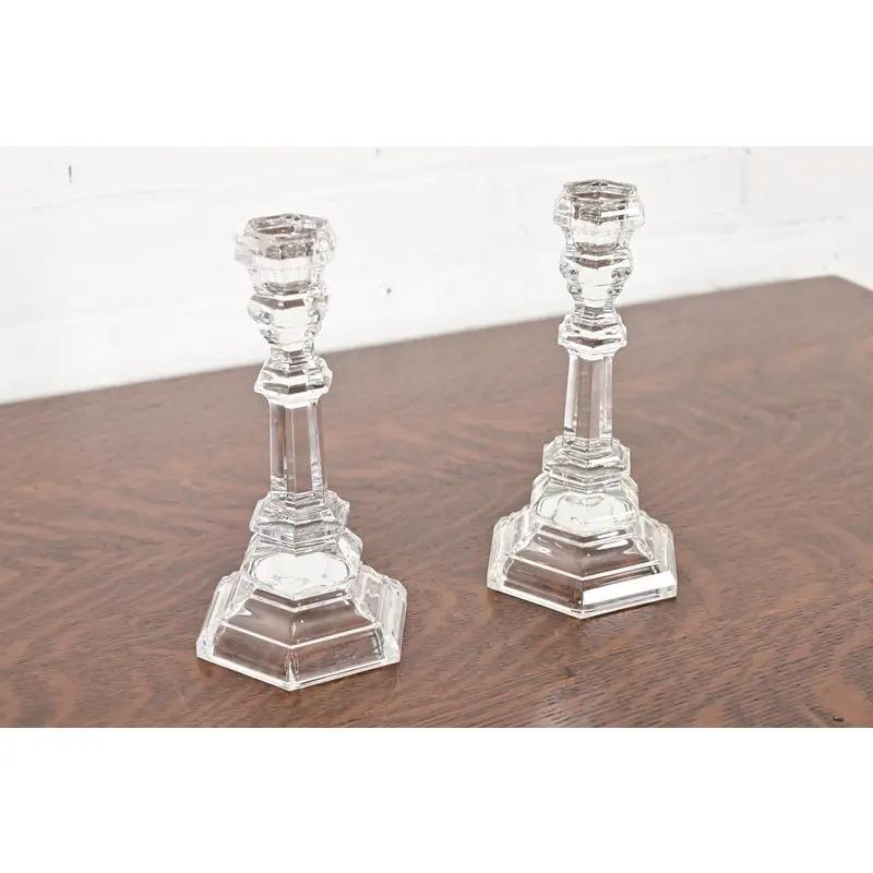 Tiffany & Co. Candelieri in cristallo trasparente, coppia In condizioni buone in vendita a South Bend, IN