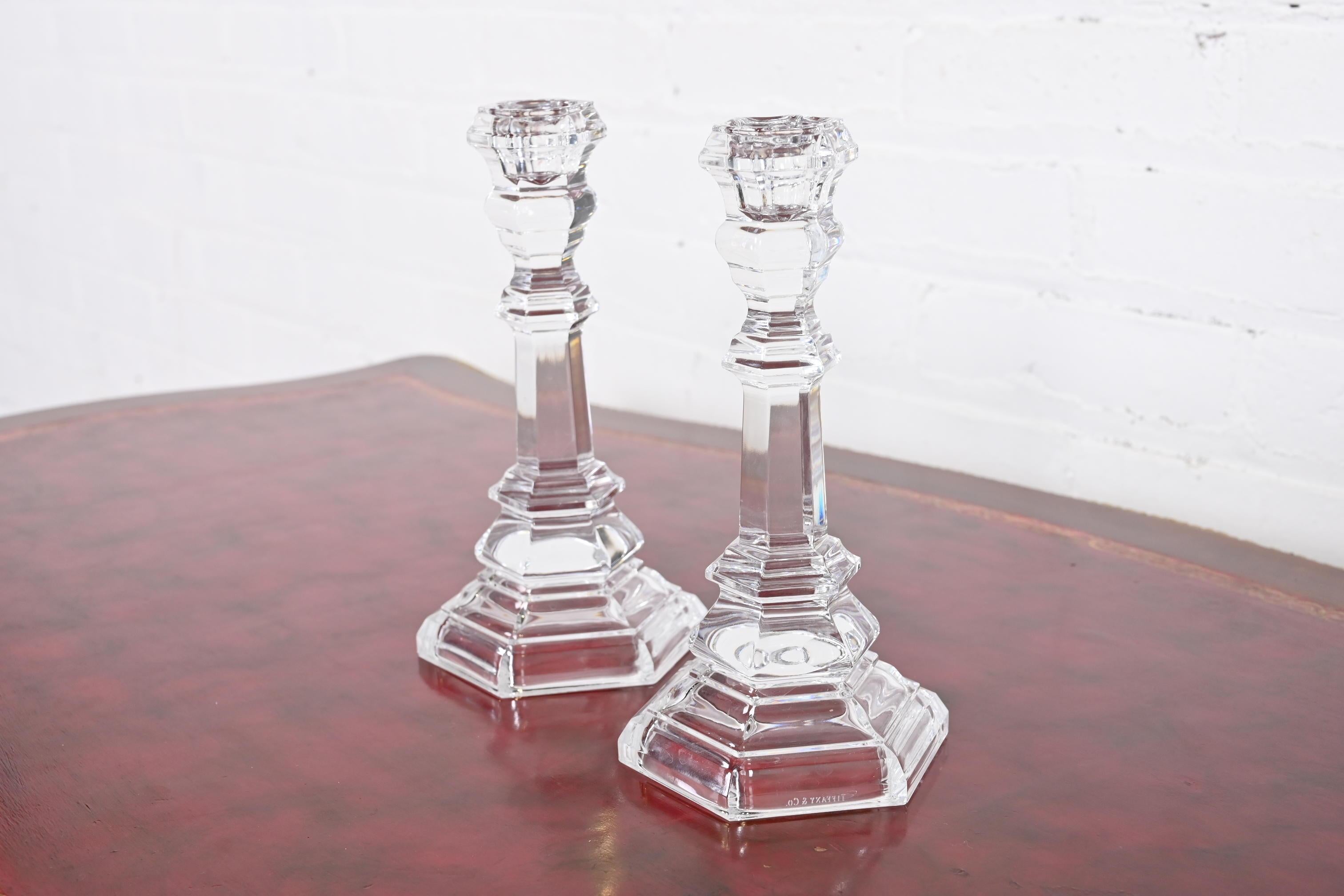 American Tiffany & Co. Clear Crystal Candlesticks, Pair