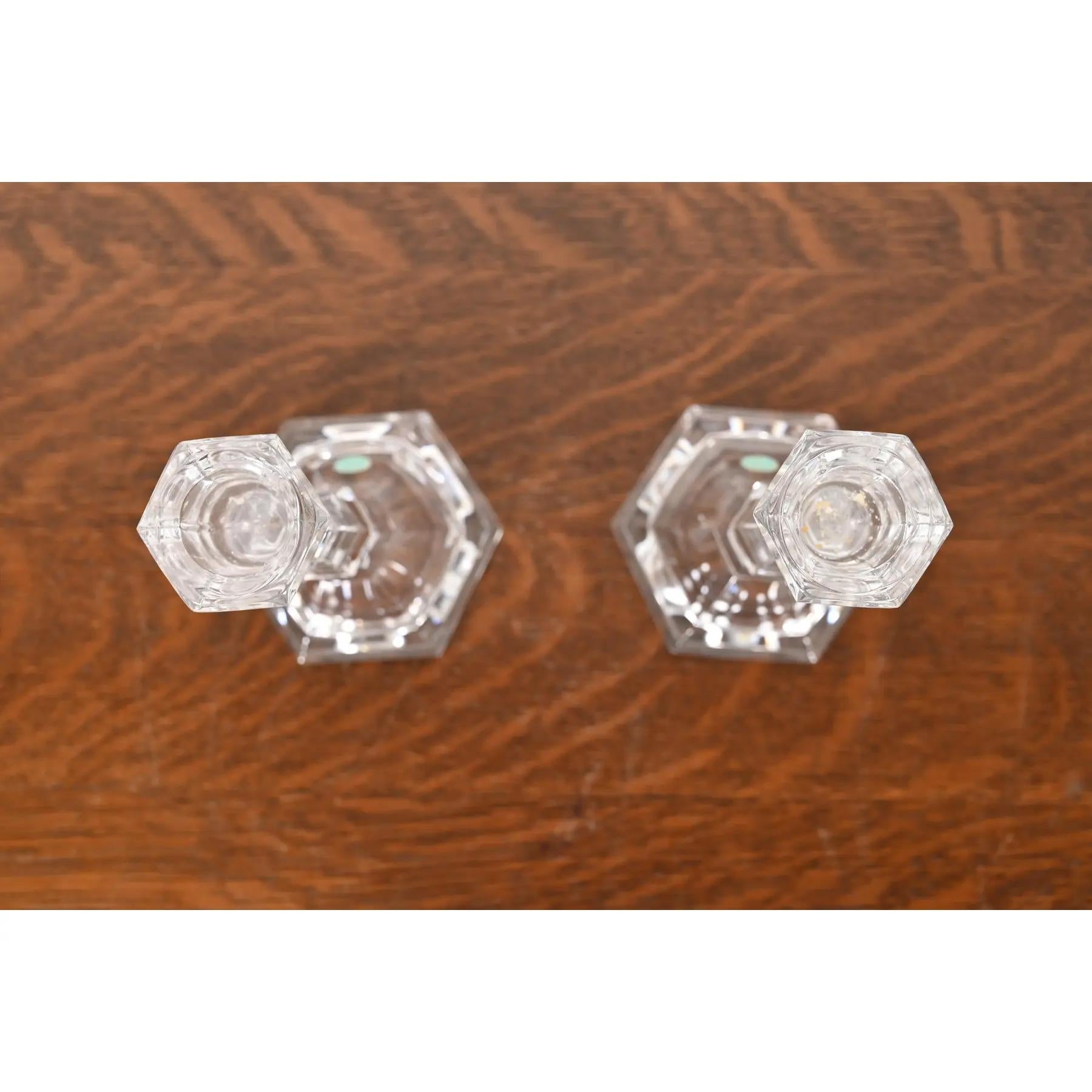 20th Century Tiffany & Co. Clear Crystal Candlesticks, Pair For Sale