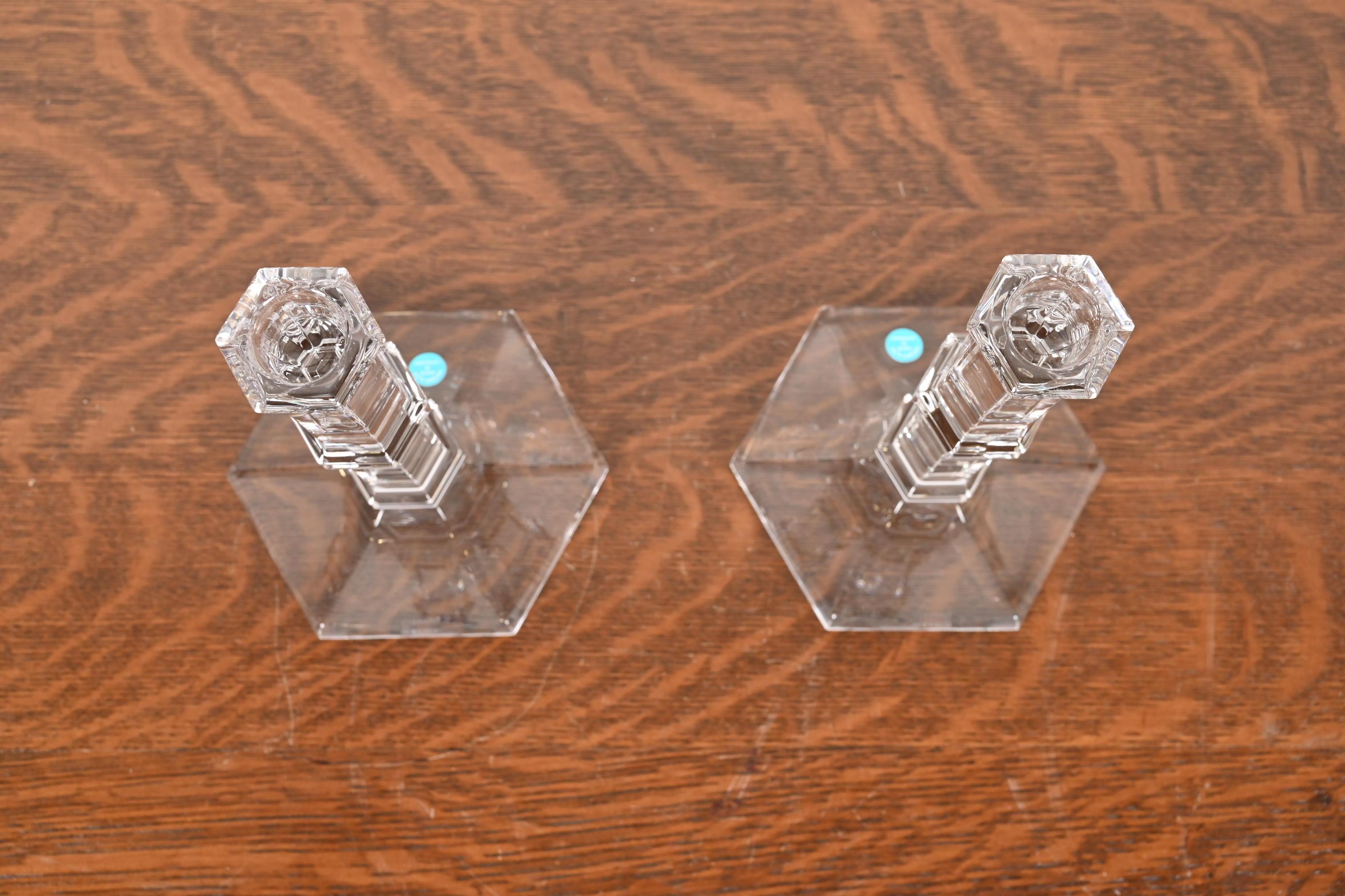 Tiffany & Co. Candelabros de cristal transparente, Pareja siglo XX en venta