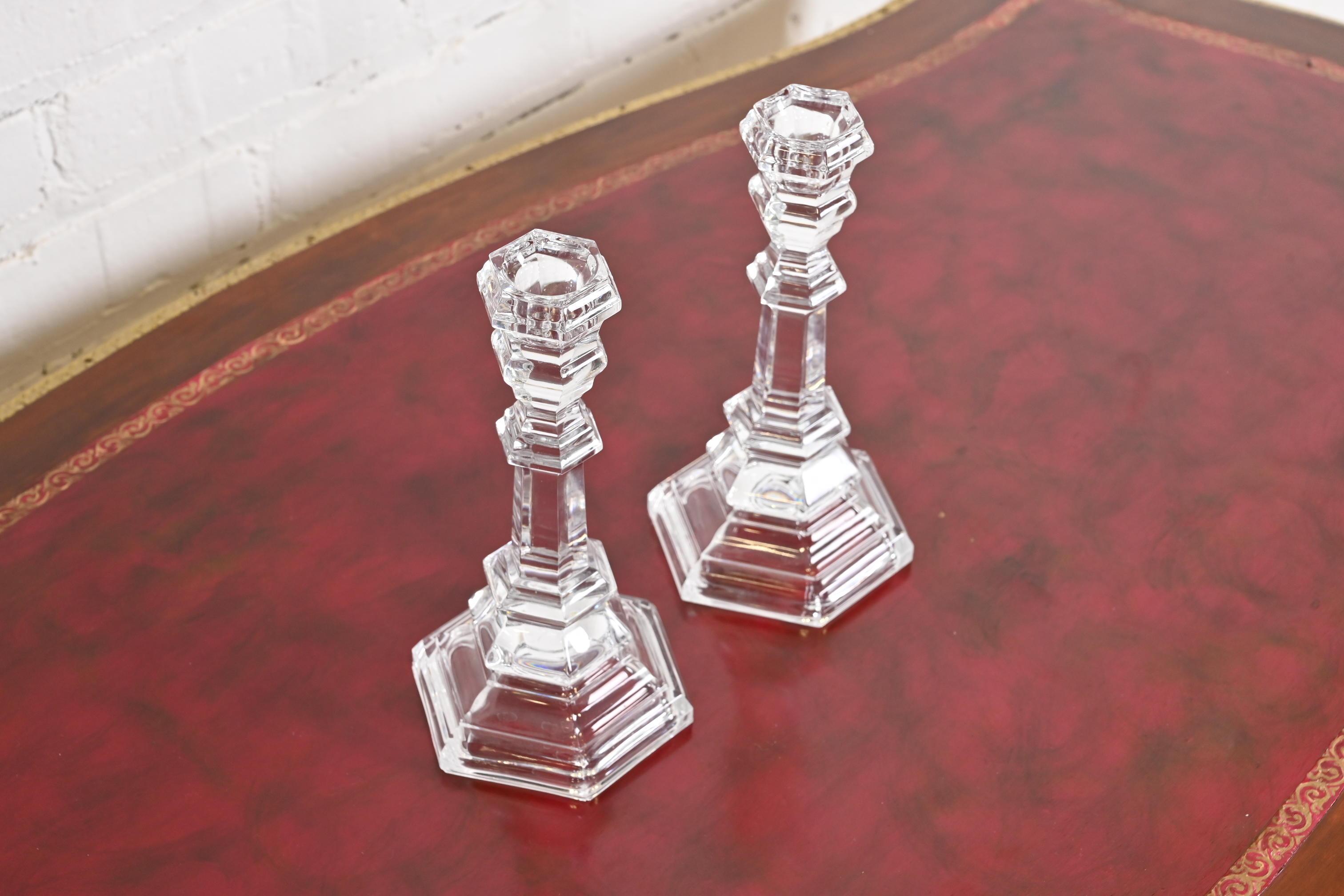 Tiffany & Co. Clear Crystal Candlesticks, Pair In Good Condition In South Bend, IN