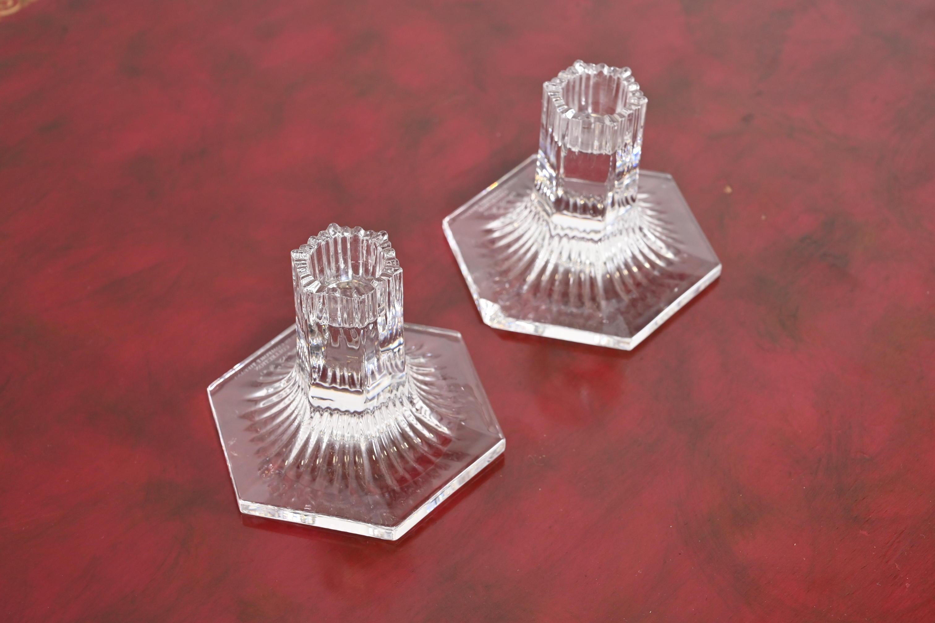 Tiffany & Co. Clear Crystal Candlesticks, Pair For Sale 1