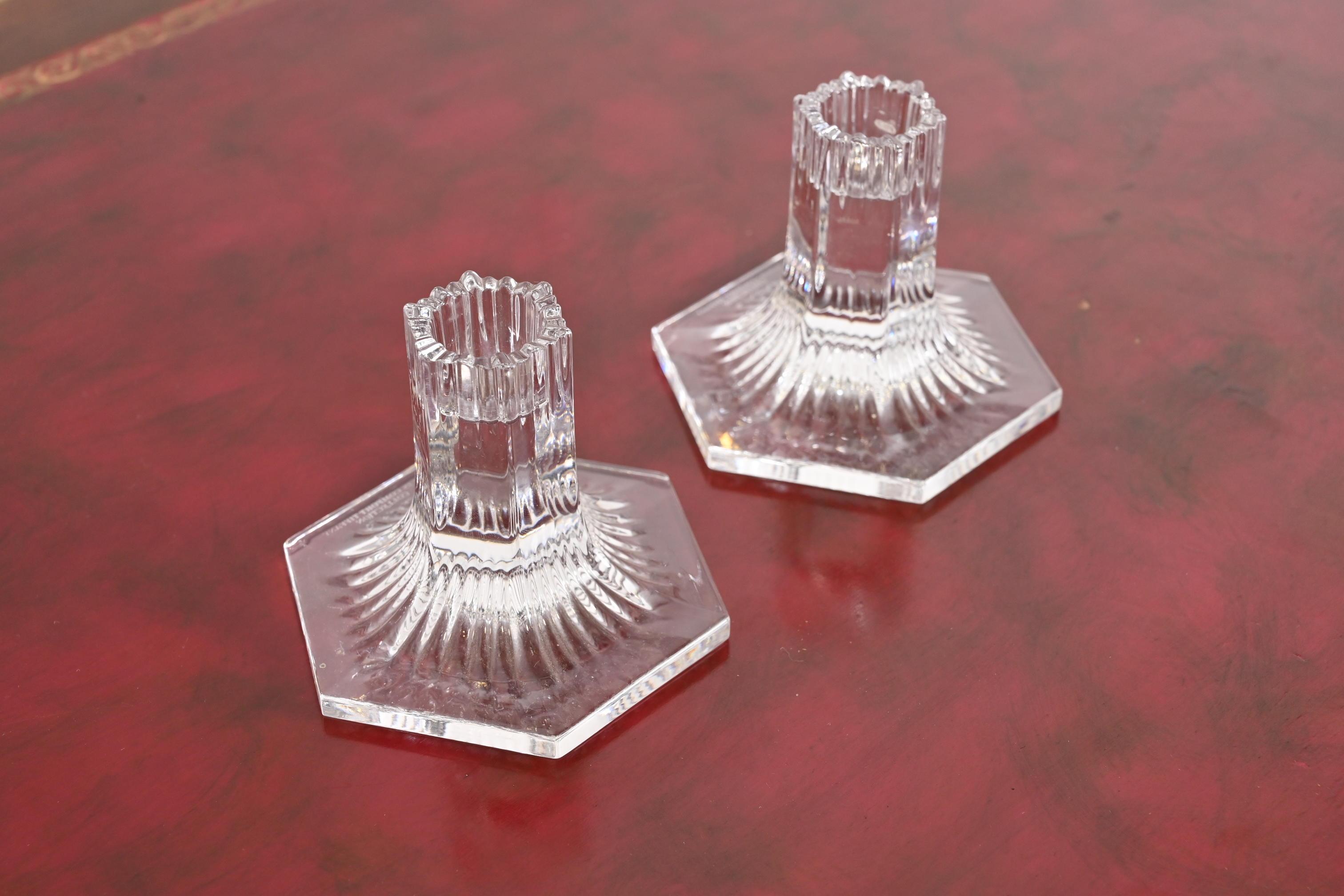 Tiffany & Co. Clear Crystal Candlesticks, Pair In Good Condition For Sale In South Bend, IN