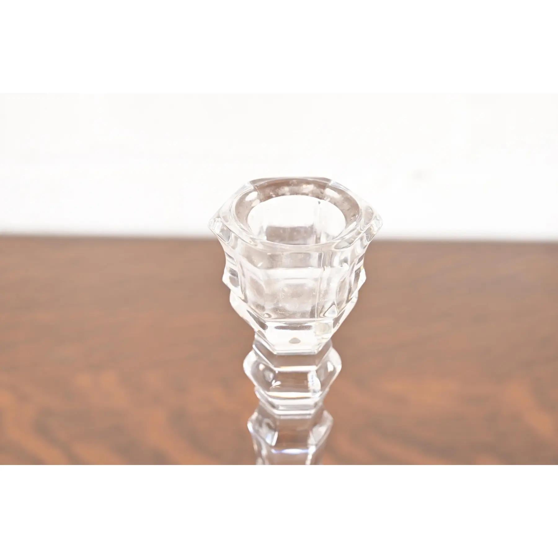 Tiffany & Co. Clear Crystal Candlesticks, Pair For Sale 1