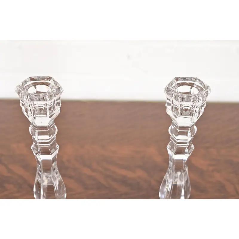 Cristallo Tiffany & Co. Candelieri in cristallo trasparente, coppia in vendita