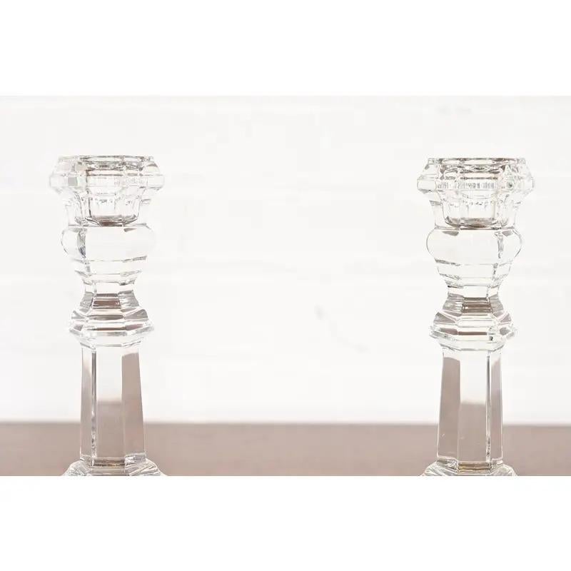 Cristallo Tiffany & Co. Candelieri in cristallo trasparente, coppia in vendita