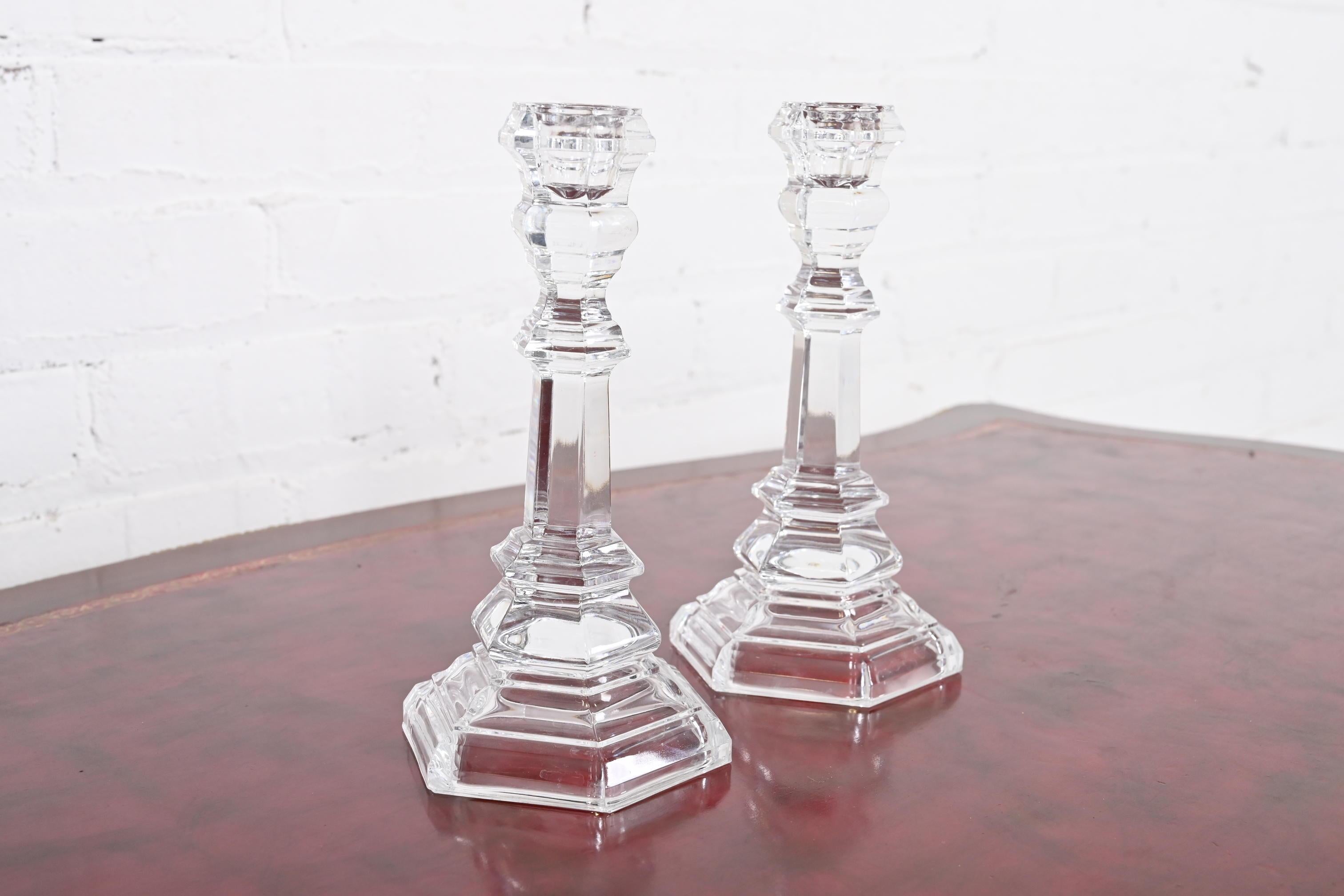 20th Century Tiffany & Co. Clear Crystal Candlesticks, Pair