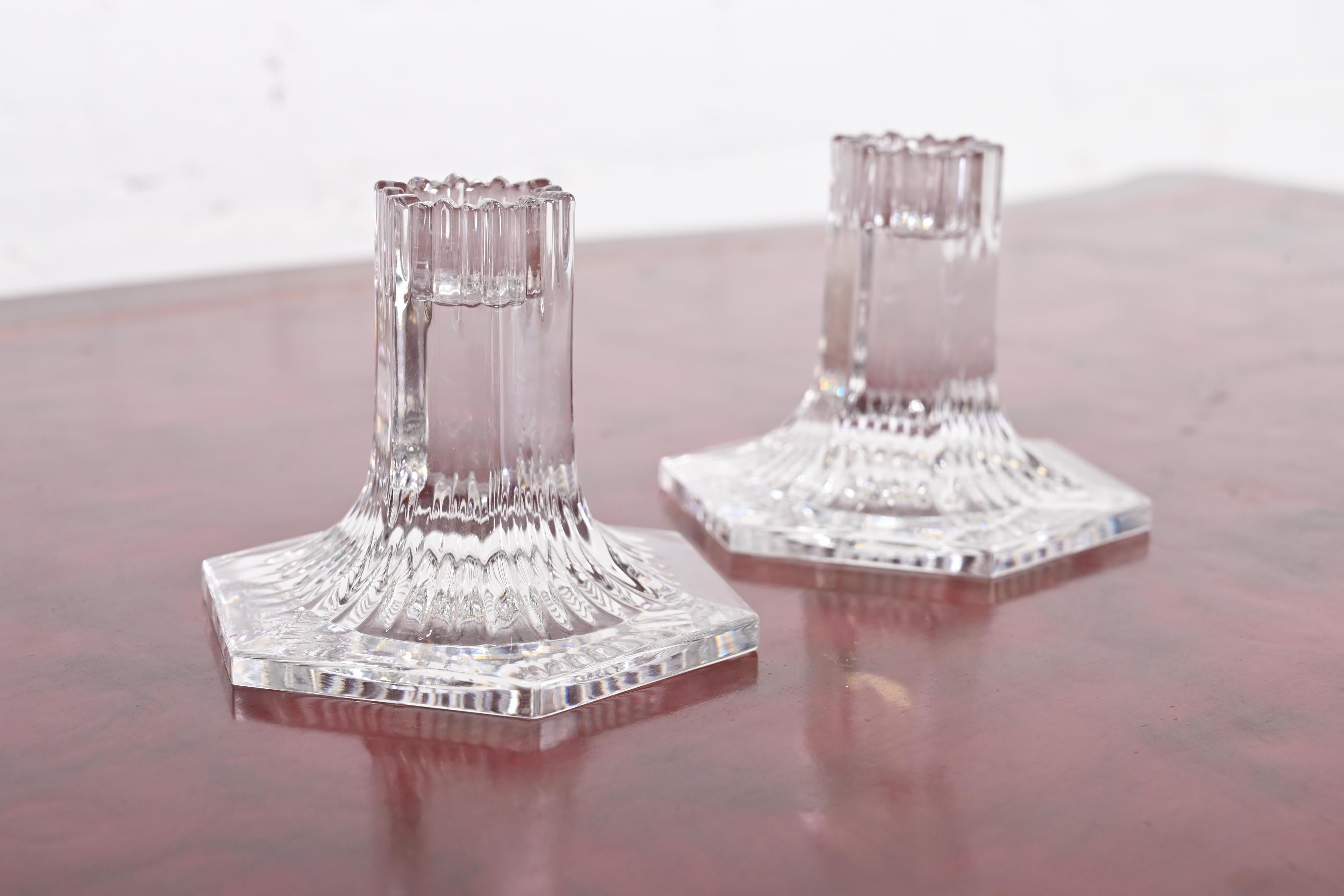 20th Century Tiffany & Co. Clear Crystal Candlesticks, Pair For Sale