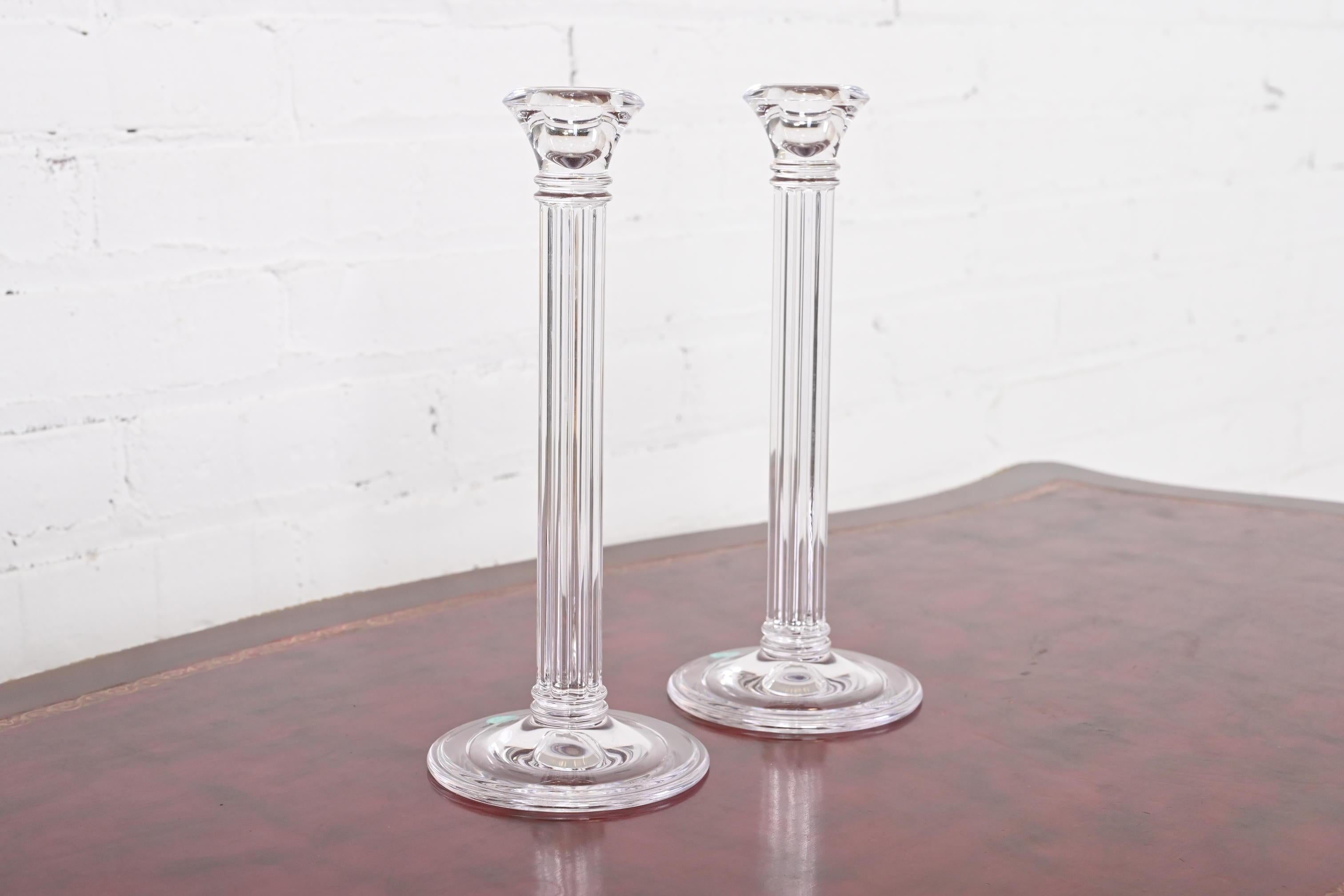 Tiffany & Co. Clear Crystal Candlesticks, Pair For Sale 2